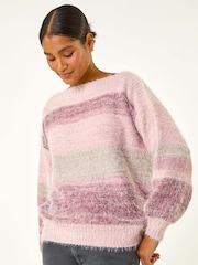 Roman Pink Stripe Soft Knit Jumper - Image 1 of 5