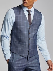 Antique Rogue Blue Windowpane Check Waistcoat - Image 1 of 4