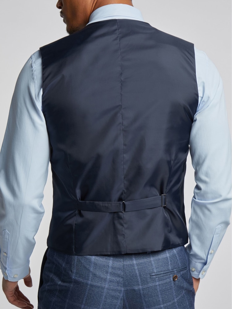 Antique Rogue Blue Windowpane Check Waistcoat - Image 2 of 4 Antique Rogue Blue Windowpane Check Waistcoat - Image 2 of 4
