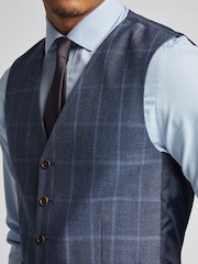 Antique Rogue Blue Windowpane Check Waistcoat - Image 3 of 4