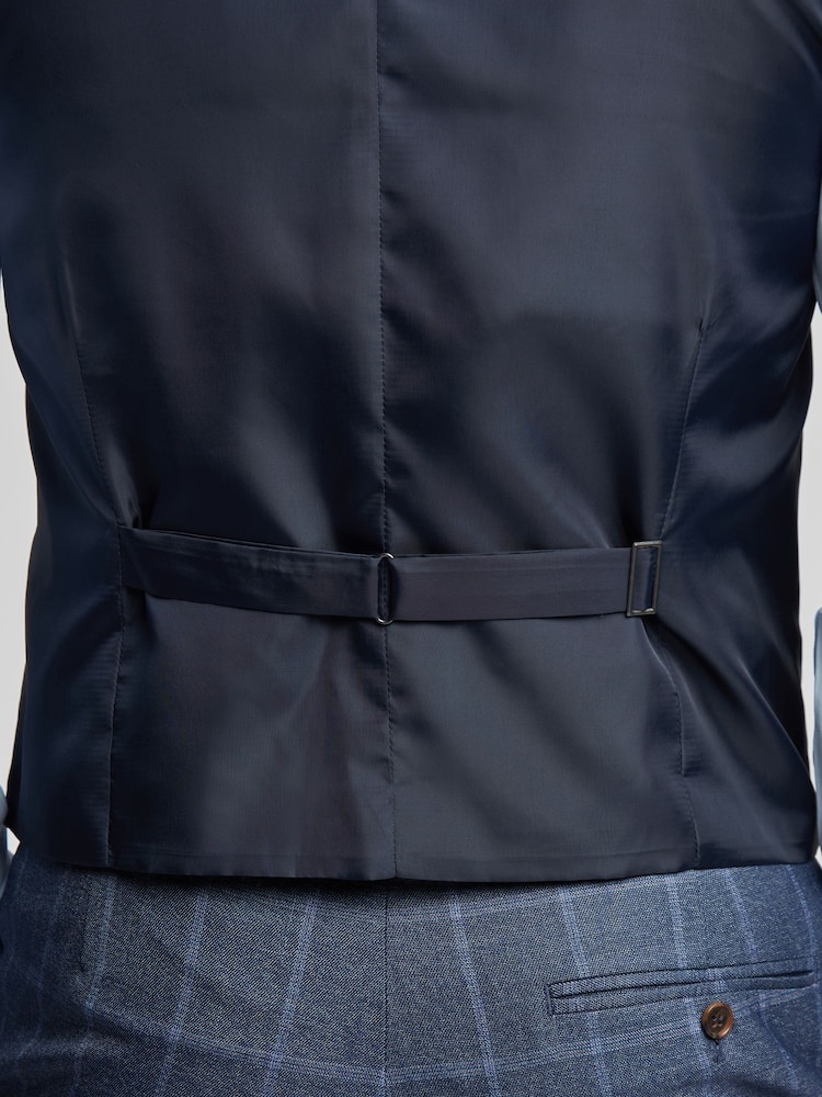 Antique Rogue Blue Windowpane Check Waistcoat - Image 4 of 4
