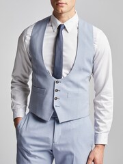 Antique Rogue Blue Slim Scoop Waistcoat - Image 1 of 2