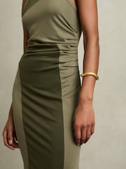 Reiss Khaki Ava Colourblock Jersey Bodycon Dress - Image 3 of 6