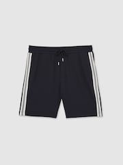 Reiss Navy Phoenix Textured Tape Drawstring Shorts - Image 2 of 6