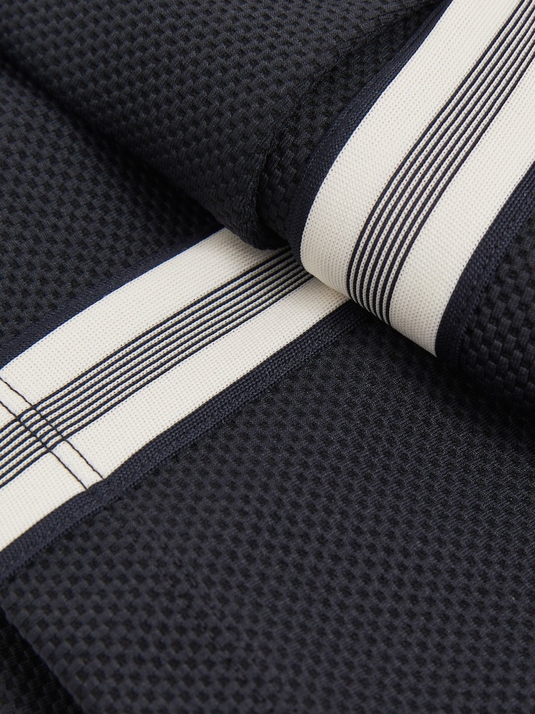 Reiss Navy Phoenix Textured Tape Drawstring Shorts - Image 6 of 6