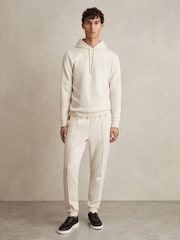 Reiss Off White Fabien Interlock Jersey Drawstring Hoodie - Image 1 of 7
