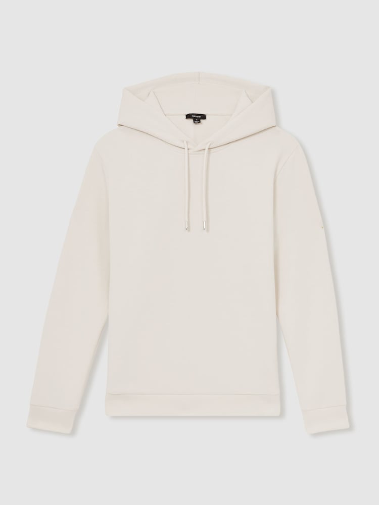 Reiss Off White Fabien Interlock Jersey Drawstring Hoodie - Image 2 of 7