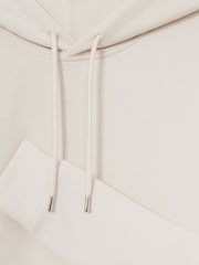 Reiss Off White Fabien Interlock Jersey Drawstring Hoodie - Image 7 of 7