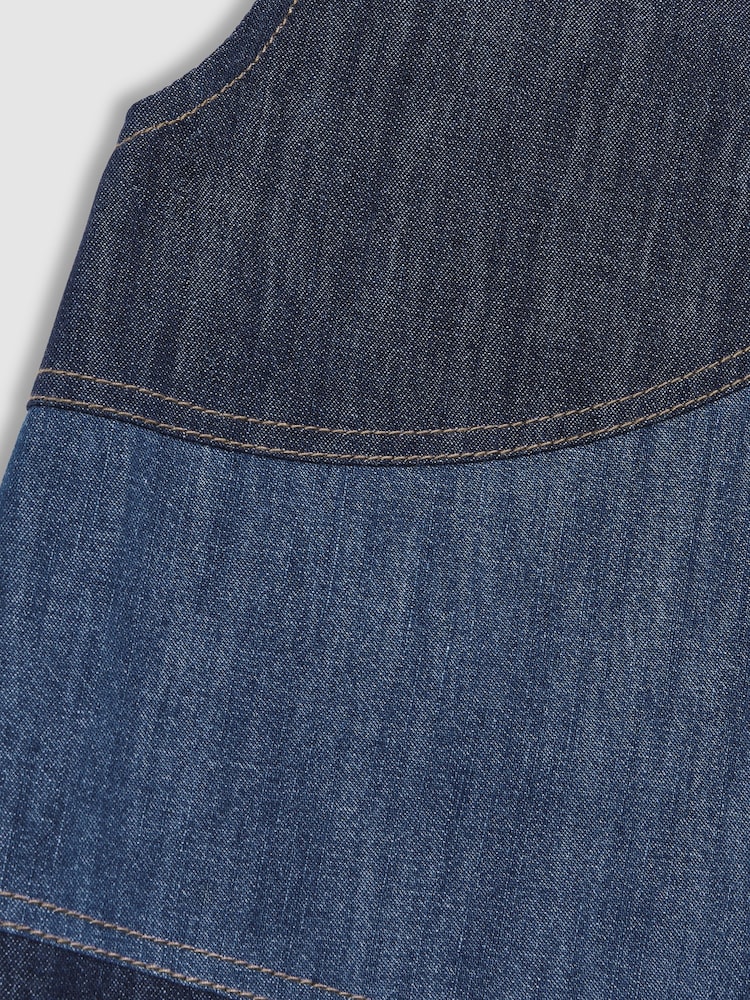Reiss Wilder Patchwork Chambray Midi Dress - Imagen 4 de 4