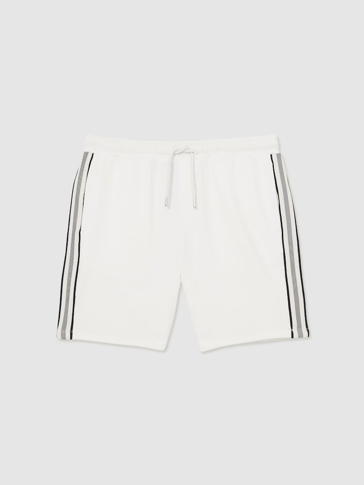 Reiss Off White Phoenix Textured Tape Drawstring Shorts - Image 2 of 6
