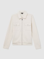 Reiss Off White Medina Interlock Zip-Through Overshirt - Image 2 of 6