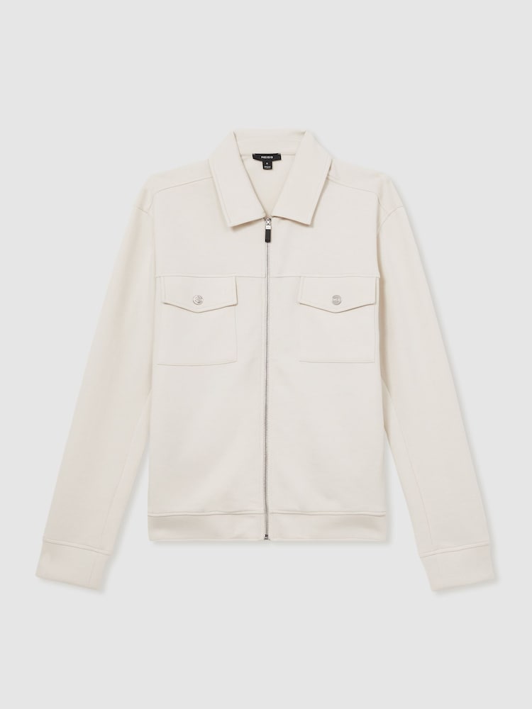 Reiss Off White Medina Interlock Zip-Through Overshirt - Image 2 of 6