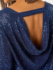 Roman Blue Shimmer Cowl Back Tunic - Image 6 of 6