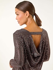 Roman Metallic Shimmer Cowl Back Tunic - Image 5 of 6