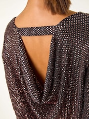 Roman Metallic Shimmer Cowl Back Tunic - Image 6 of 6