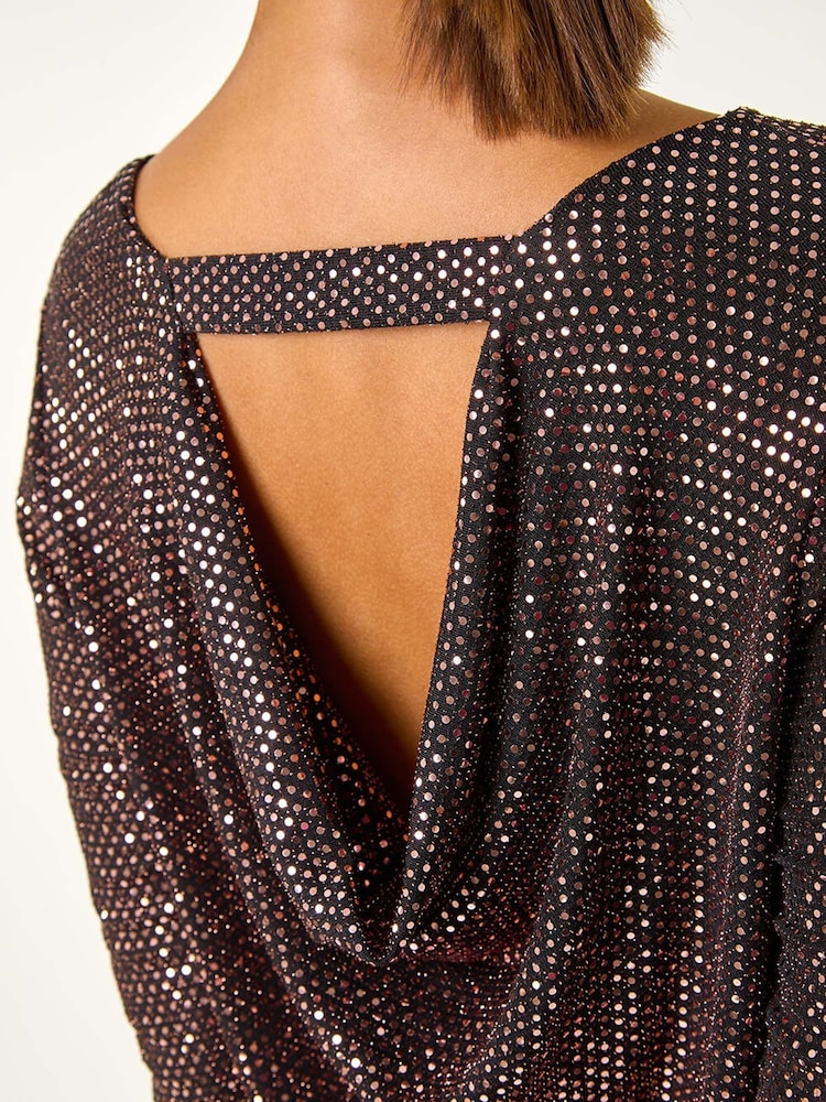 Roman Metallic Shimmer Cowl Back Tunic - Image 6 of 6