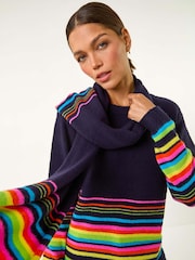 Roman Black Border Stripe Scarf Knit Jumper - Image 1 of 5