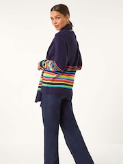 Roman Black Border Stripe Scarf Knit Jumper - Image 3 of 5