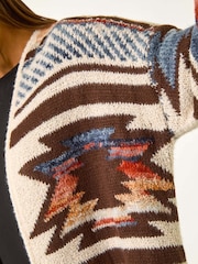 Roman Brown Boucle Tribal Pattern Cardigan - Image 5 of 5
