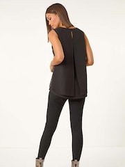 Roman Black Split Back Sequin Top - Image 3 of 5