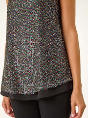 Roman Black Split Back Sequin Top - Image 5 of 5