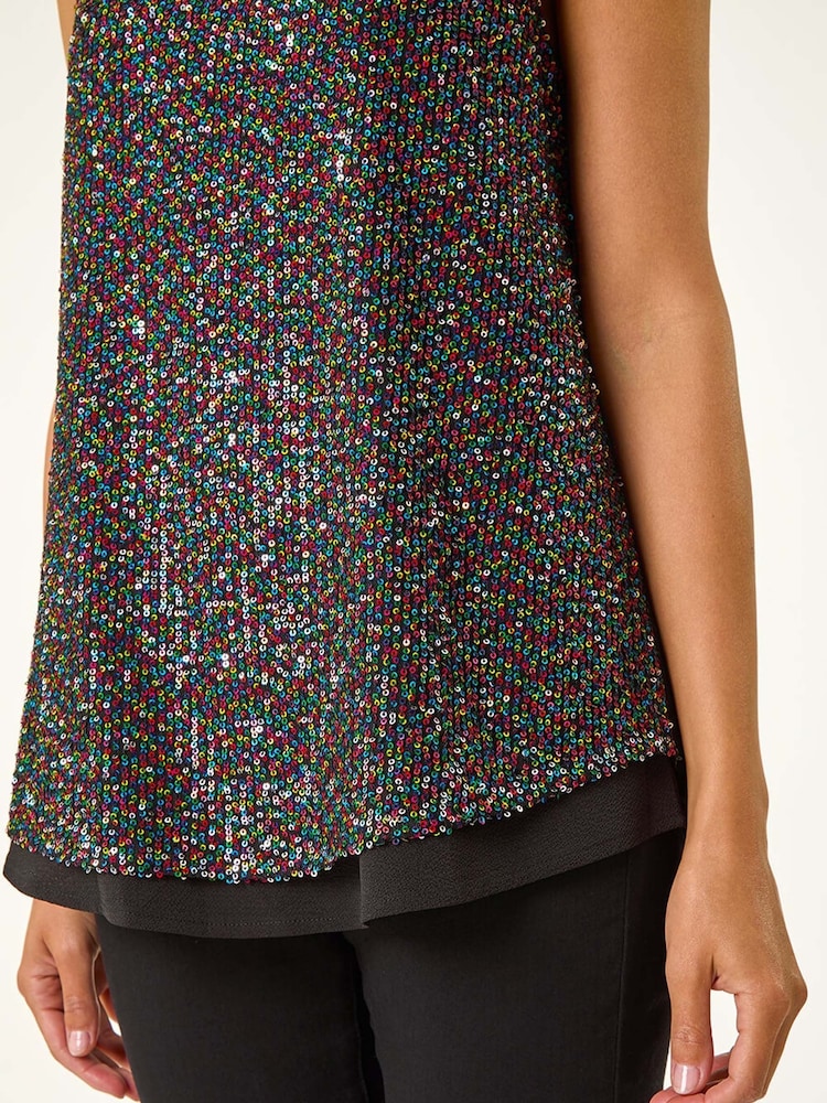 Negro - Roman Split Back Sequin Top - Imagen 5 de 5 Negro - Roman Split Back Sequin Top - Imagen 5 de 5