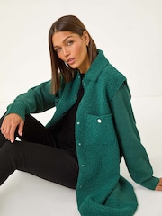 Roman Green Longline Button Through Knit Jacket - Image 1 of 5