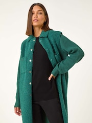 Roman Green Longline Button Through Knit Jacket - Image 4 of 5