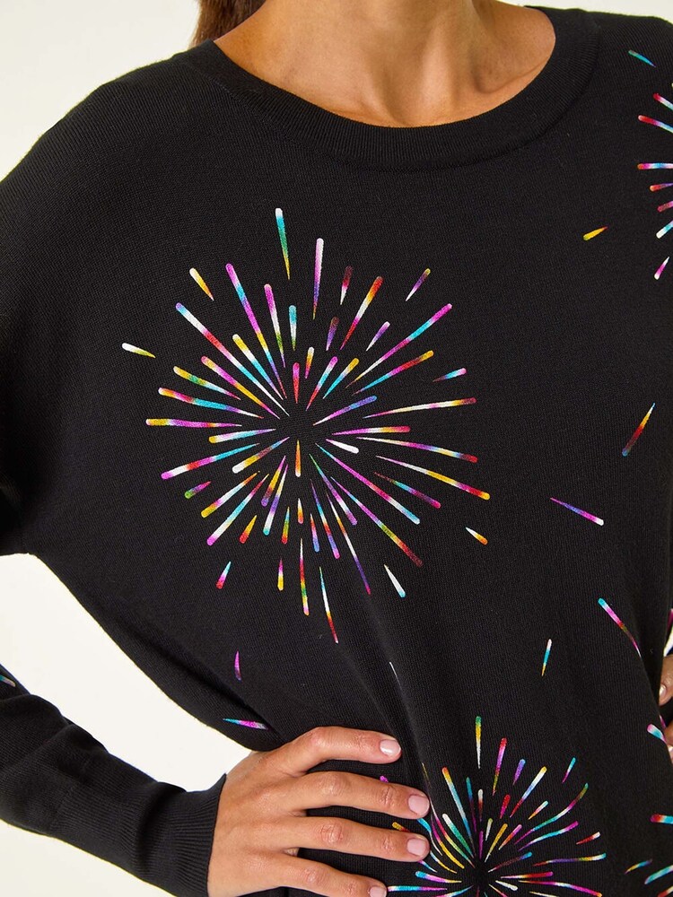 Roman Black Crew Neck Burst Foil Print Jumper - Image 6 of 6 Roman Black Crew Neck Burst Foil Print Jumper - Image 6 of 6