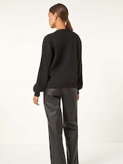Черный - Roman Bow Embelished Knit Cardigan - Image 3 of 5