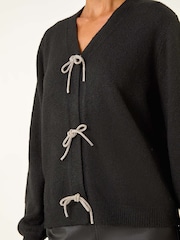 Черный - Roman Bow Embelished Knit Cardigan - Image 5 of 5