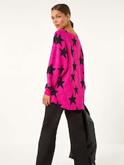 Roman Pink Star Print Long Sleeve Knit Jumper - Image 3 of 5