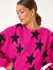 Roman Pink Star Print Long Sleeve Knit Jumper - Image 4 of 5