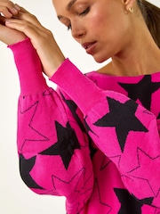 Roman Pink Star Print Long Sleeve Knit Jumper - Image 5 of 5