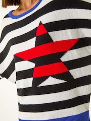 Roman Black Star Striped Colour Block Knit Jumper - Image 6 of 6
