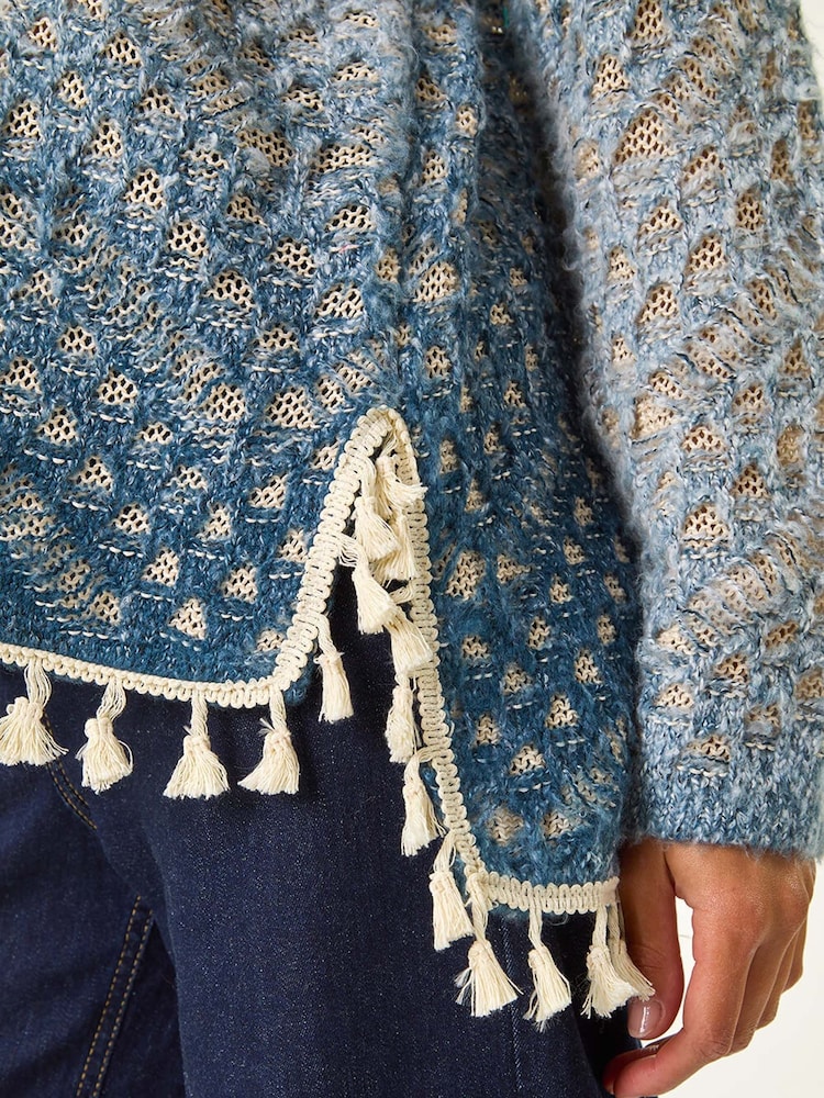 Roman Blue Ombre Chevron Knit Crochet Jumper - Image 5 of 5