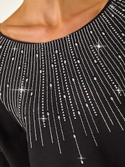 Roman Black Rhinestone Detail Knit Jumper - Image 5 of 5