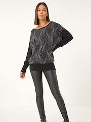 Roman Black Wave Hotfix Knit Jumper - Image 3 of 6
