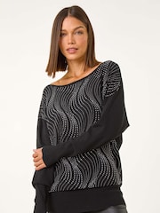 Roman Black Wave Hotfix Knit Jumper - Image 5 of 6