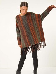Roman Ombre Vertical Stripe Fringe Jumper - Imagem 1 de 5