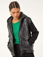 Roman Black Diamond Quilted Hooded Mix Jacket - Image 3 of 6