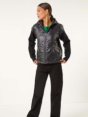 Roman Black Diamond Quilted Hooded Mix Jacket - Image 5 of 6