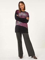 Roman Red Contrast Space Dye Knit Jumper - Image 1 of 5
