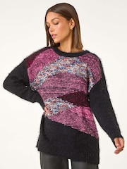 Roman Red Contrast Space Dye Knit Jumper - Image 2 of 5