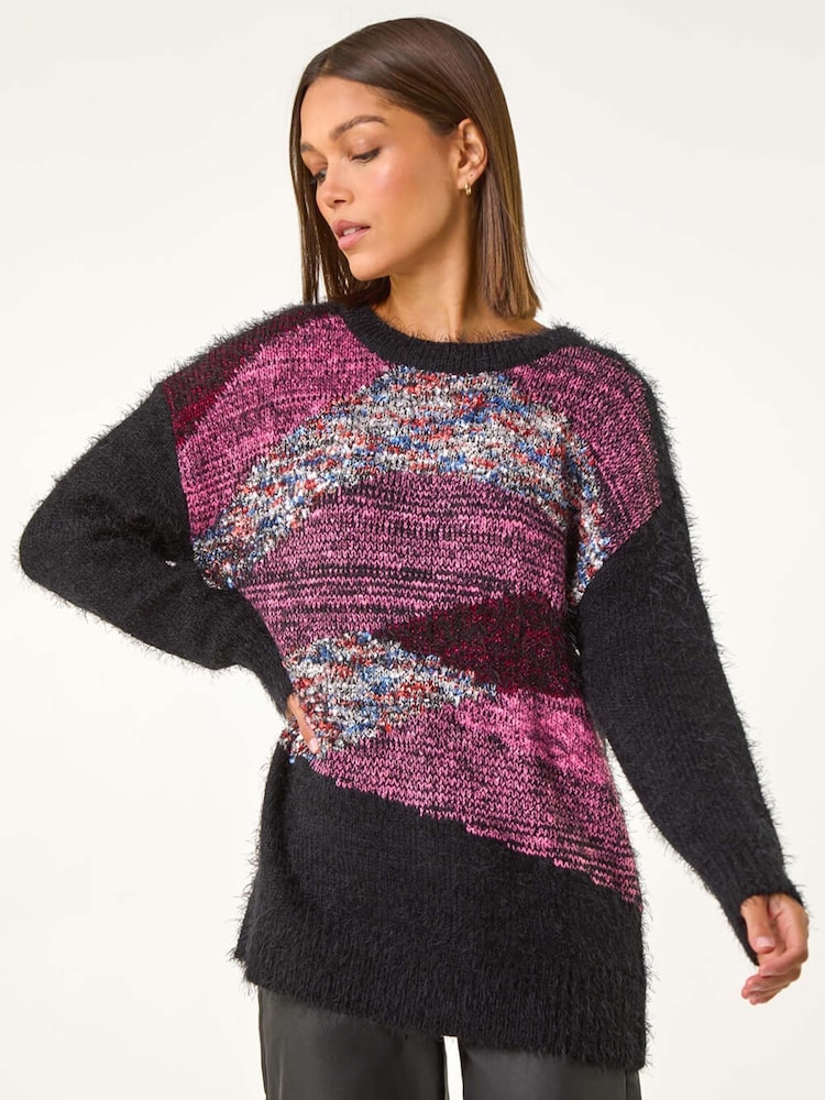 Roman Red Contrast Space Dye Knit Jumper - Image 2 of 5