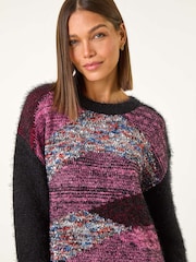 Roman Red Contrast Space Dye Knit Jumper - Image 4 of 5