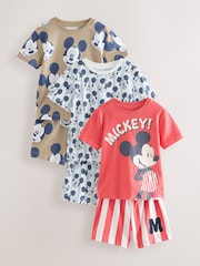 Red/Blue License Mickey 100% Cotton Short Pyjamas 3 Pack (9mths-9yrs) - Image 1 of 7