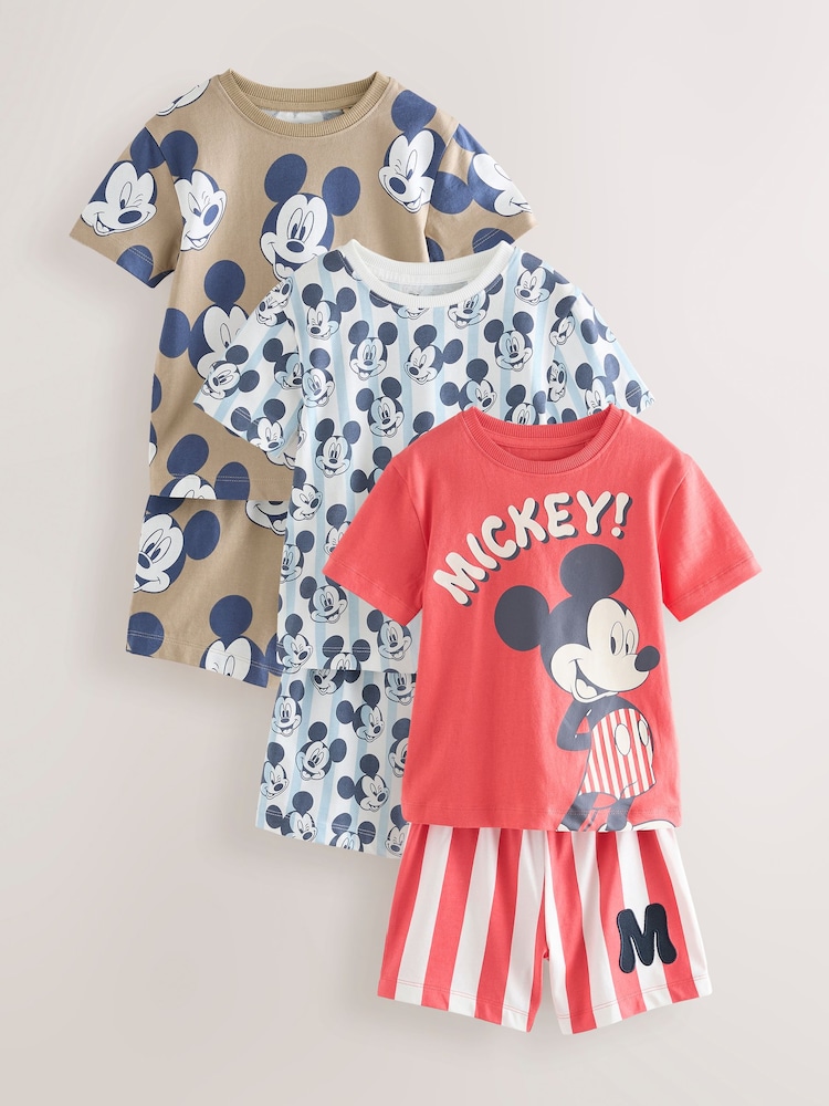 Red/Blue License Mickey 100% Cotton Short Pyjamas 3 Pack (9mths-9yrs) - Image 1 of 7