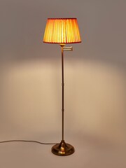 Oliver Bonas Coral Pink Walker Shade & Gold Metal Swing Arm Floor Lamp - Image 1 of 6