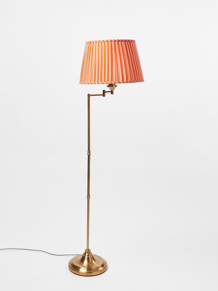 Oliver Bonas Coral Pink Walker Shade & Gold Metal Swing Arm Floor Lamp - Image 2 of 6